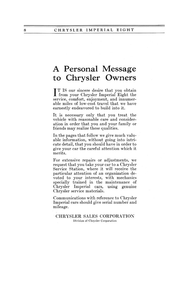 1930 Chrysler Imperial 8 Owners Manual Page 41